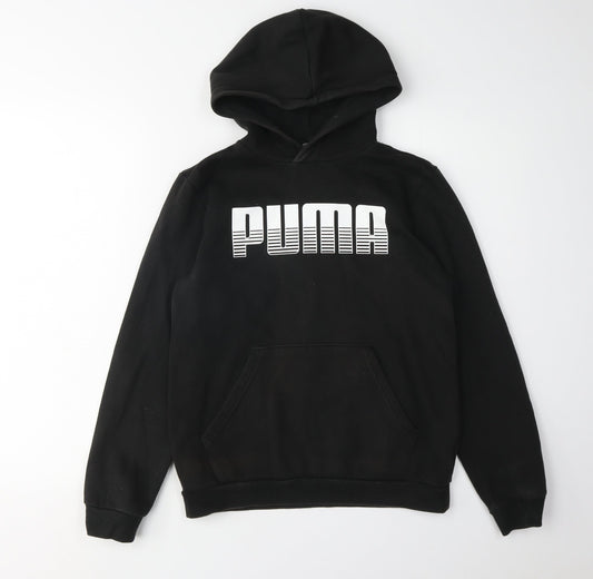 Puma Boys Black Hoodie Pullover, Size 13, Graphic Logo