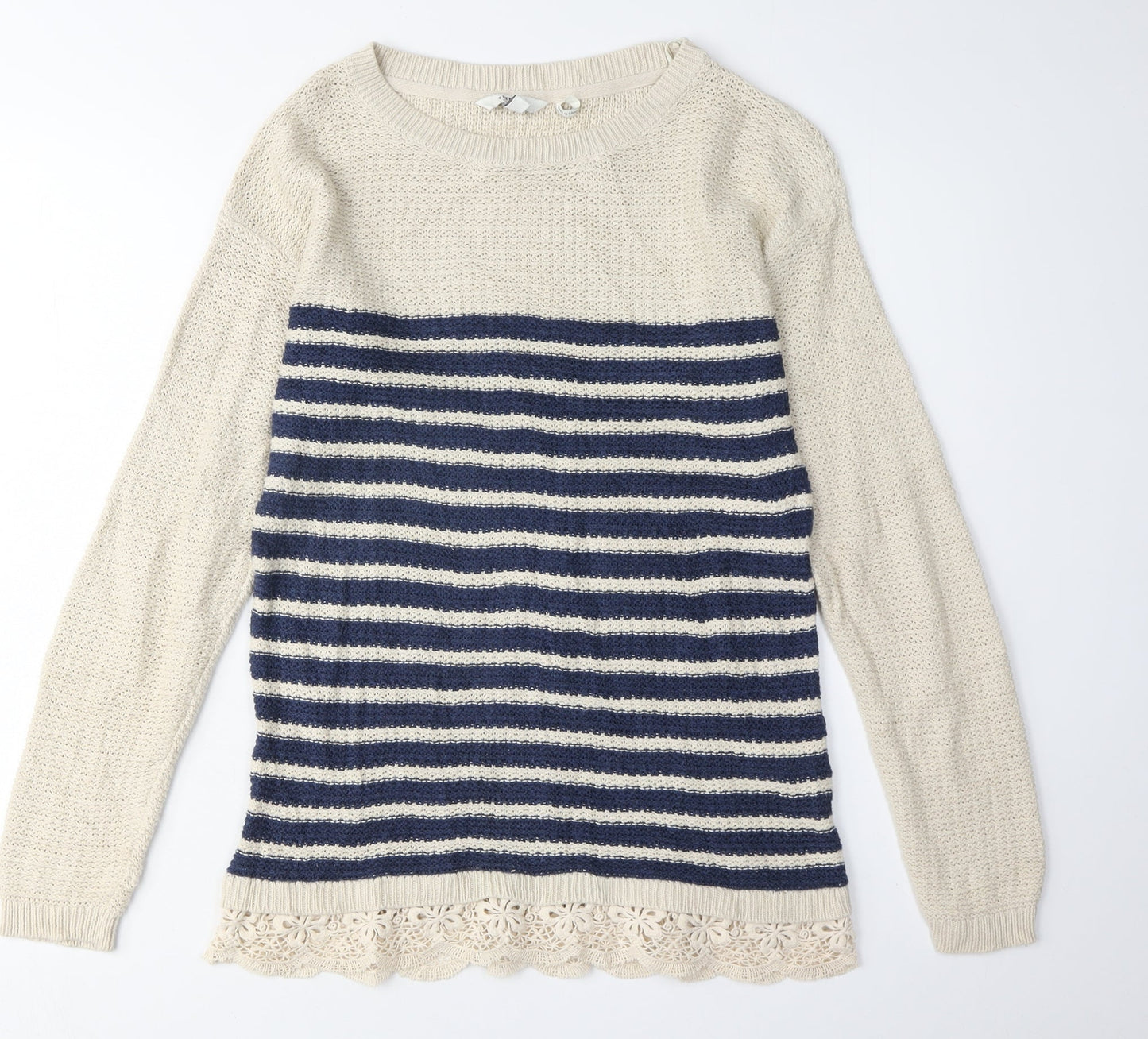 FatFace Women's Beige Striped Pullover Jumper Size 8