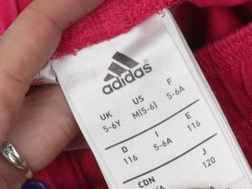 Adidas Girls Pink Shorts 5-6 Years Cotton Blend