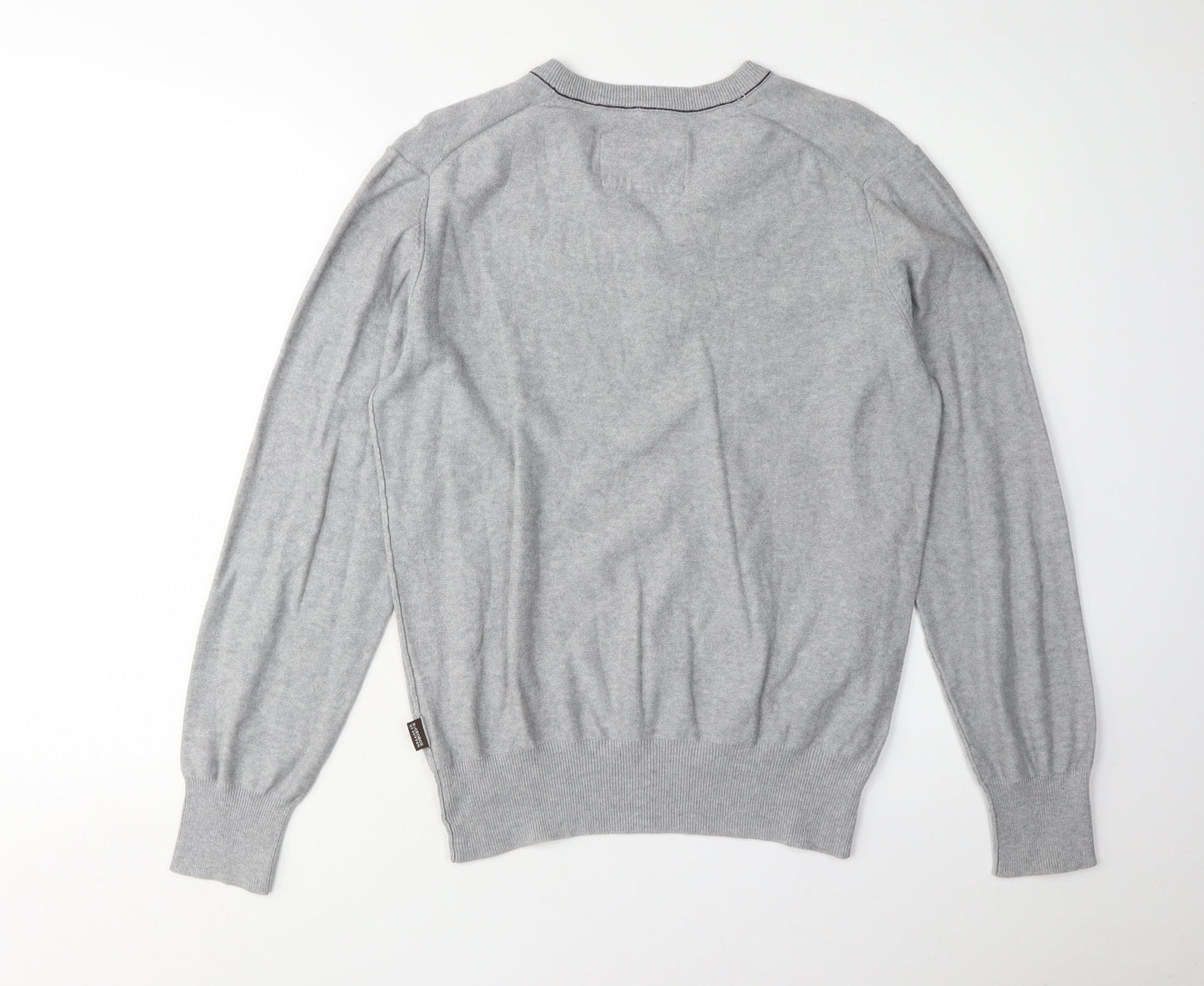 St. George by Duffer Men's Grey Henley Jumper Size S
