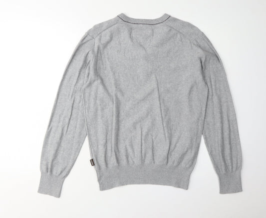 St. George by Duffer Men's Grey Henley Jumper Size S