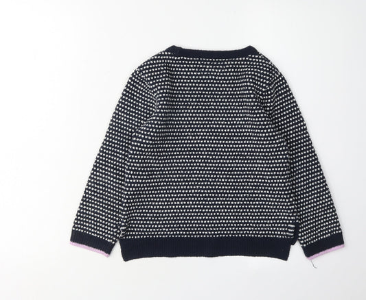 Joules Girls Blue Pullover Geometric Jumper 6 Years