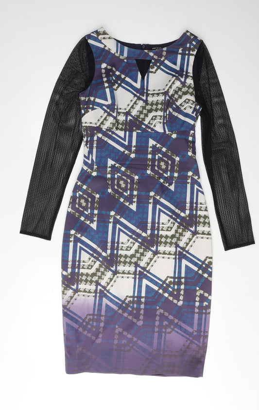 Karen Millen Women's Multicoloured Bodycon Dress 10