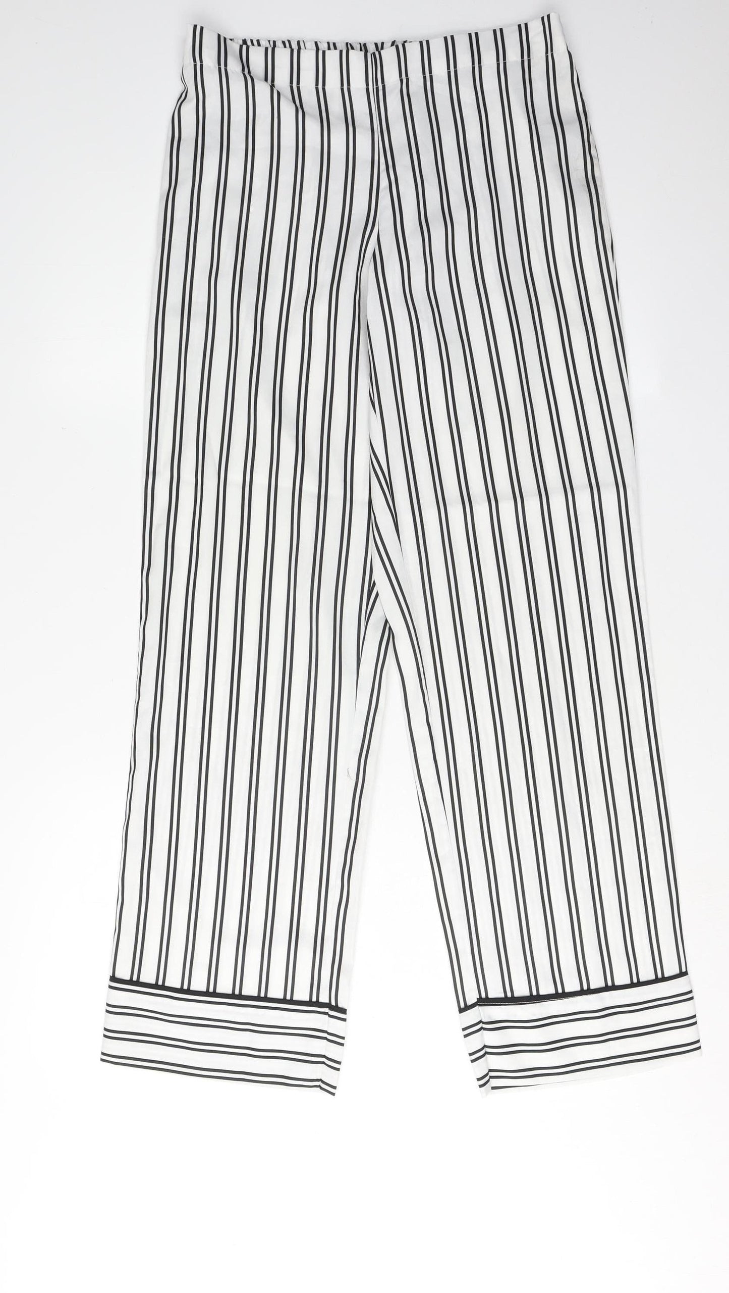 Jasper Conran Women's White Striped Cropped Trousers Size 8