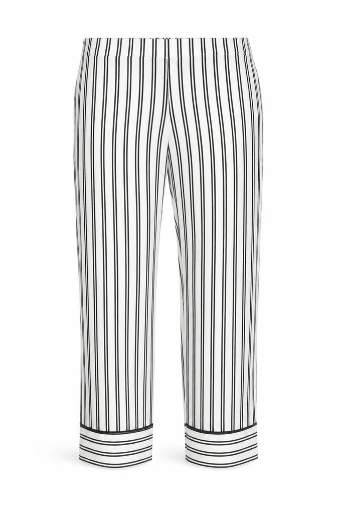 Jasper Conran Women's White Striped Cropped Trousers Size 8