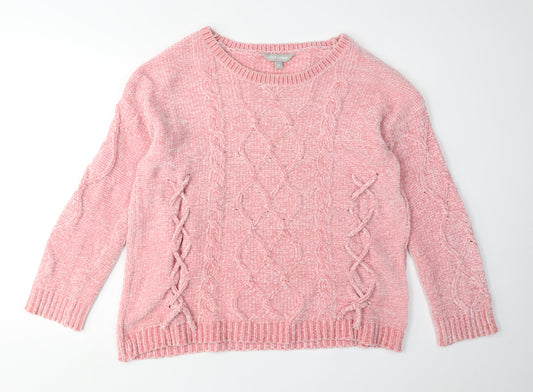 Tokyo Laundry Women's Pink Cable-Knit Pullover M