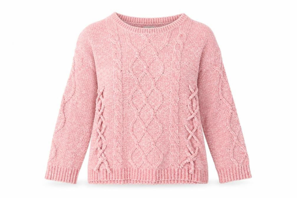 Womens UK M Regular Tokyo Laundry Pink Pullover Cable-Knit
