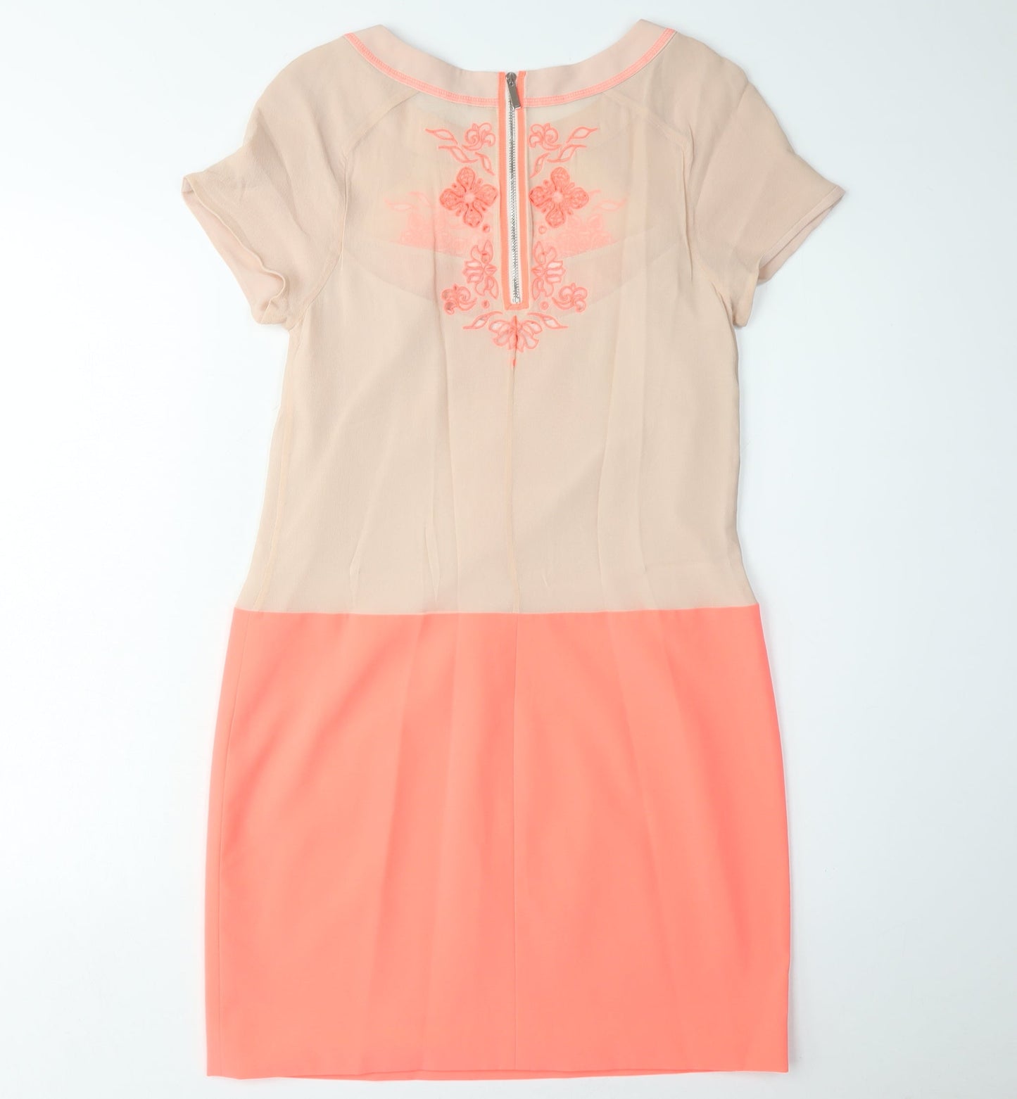 Karen Millen Women's Beige Pink Shift Dress Size 8