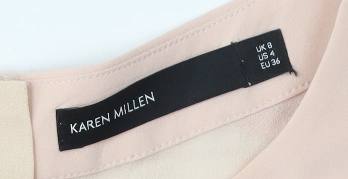 Karen Millen Women's Beige Pink Shift Dress Size 8