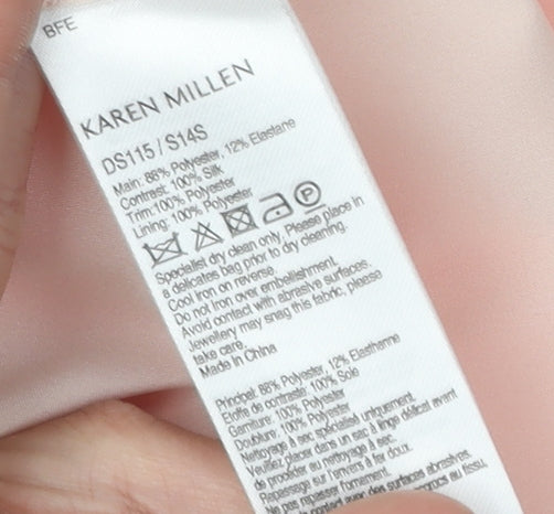 Karen Millen Women's Beige Pink Shift Dress Size 8