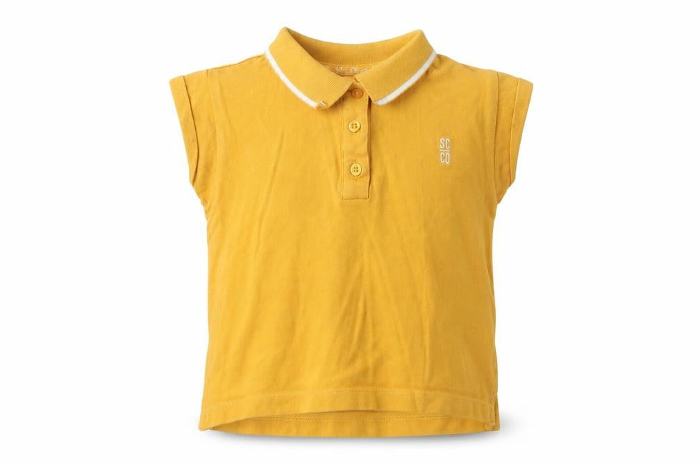 Front view of SoulCal girls’ yellow polo shirt, 9-10 years, sleeveless