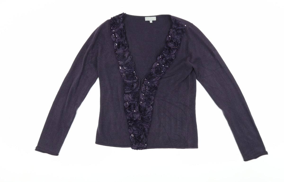 Marks and Spencer Women's Purple Sequin Cardigan - Size 12