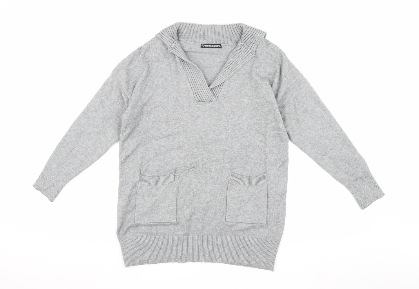 Threadbare Women's Grey Acrylic Knit Pullover Jumper, Size 6