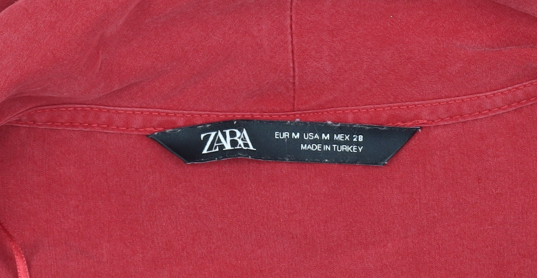 Zara Women's Red Button-Up Shirt Size 10