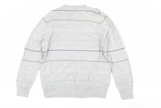 Musto Men's Grey XL Striped Pullover V-Neck Jumper