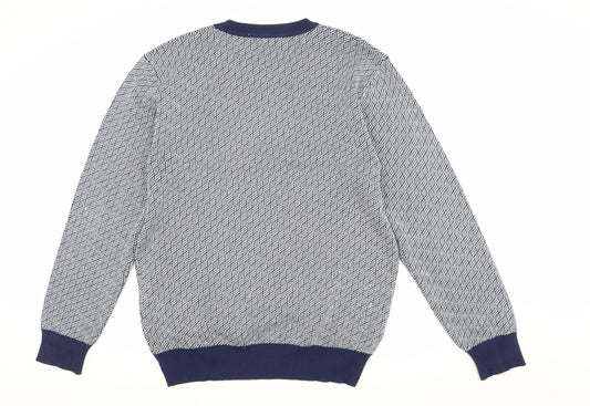 Coofandy Men's Blue Geometric Pullover Jumper L