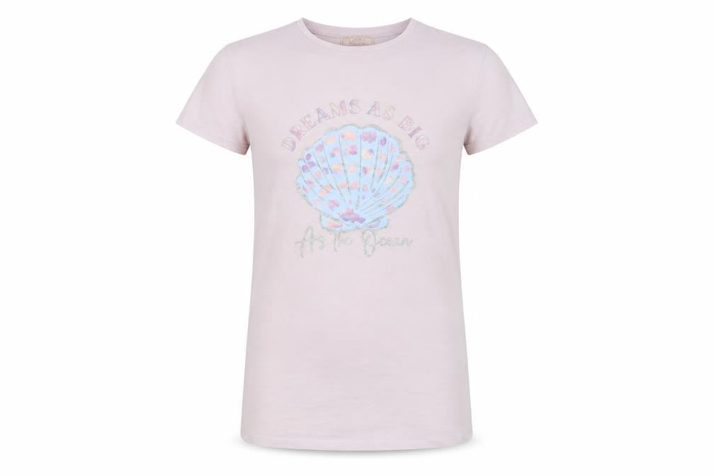 Front view of Lipsy girls’ pink graphic t-shirt 11-12 years casual wear