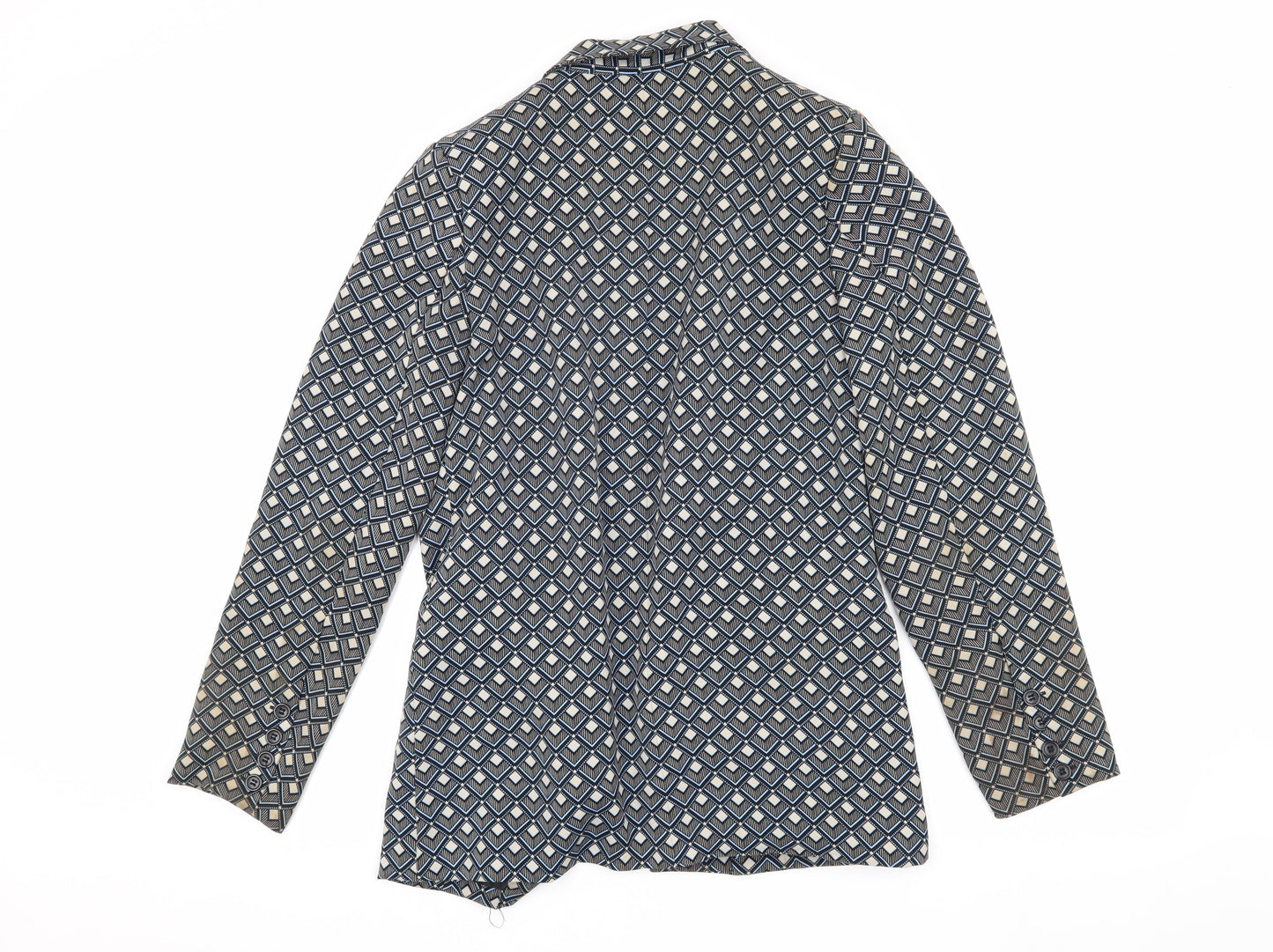 Warehouse Women's Blue Geometric Suit Jacket Size 10