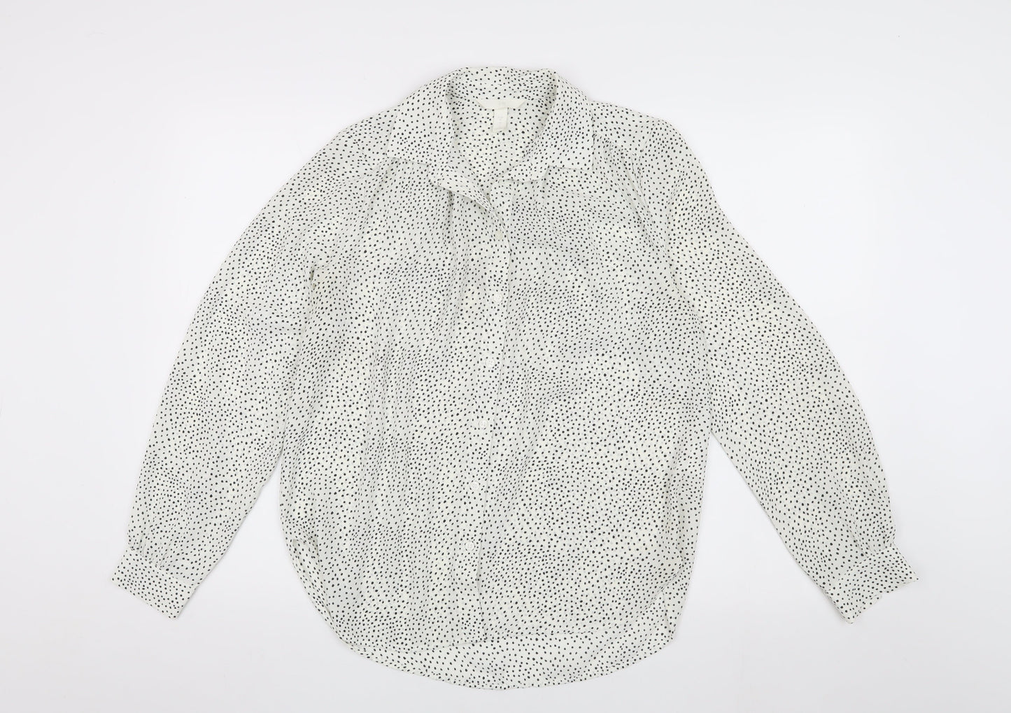 H&M Women's White Polka Dot Blouse UK 6