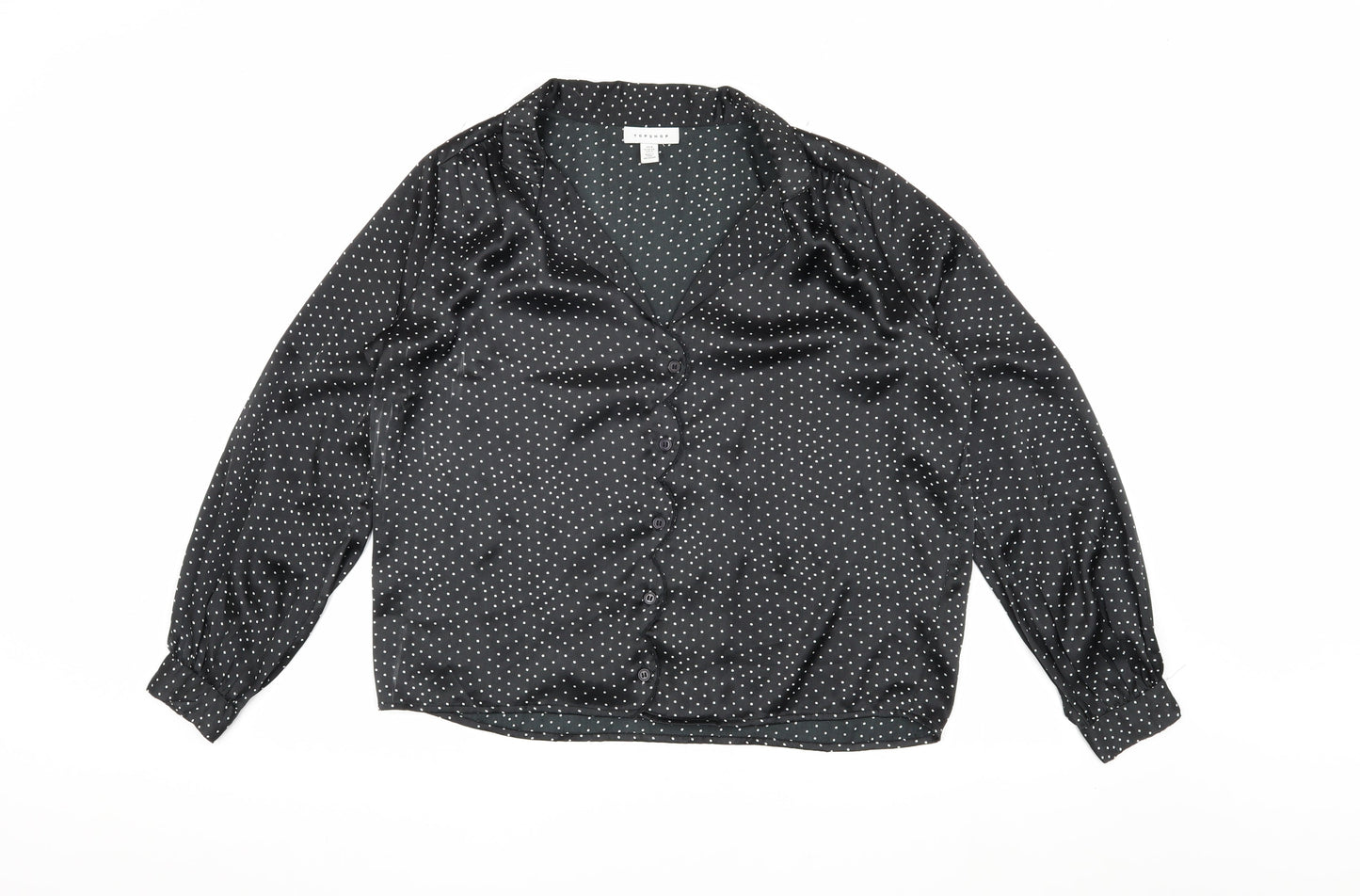 Topshop Women's Black Polka Dot Blouse UK 8