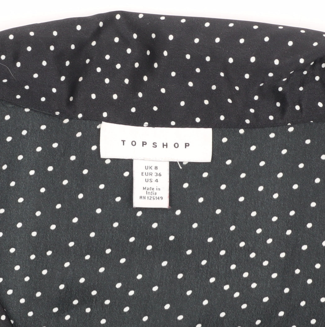 Topshop Women's Black Polka Dot Blouse UK 8