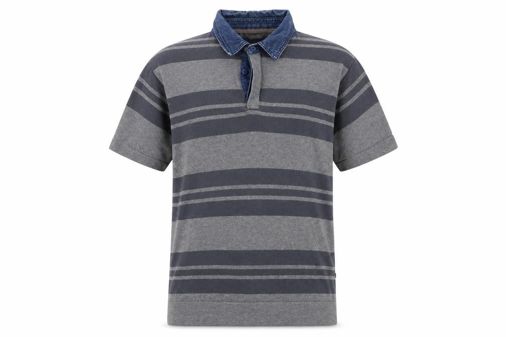 Wolsey Men's Grey Striped Polo Shirt Size L