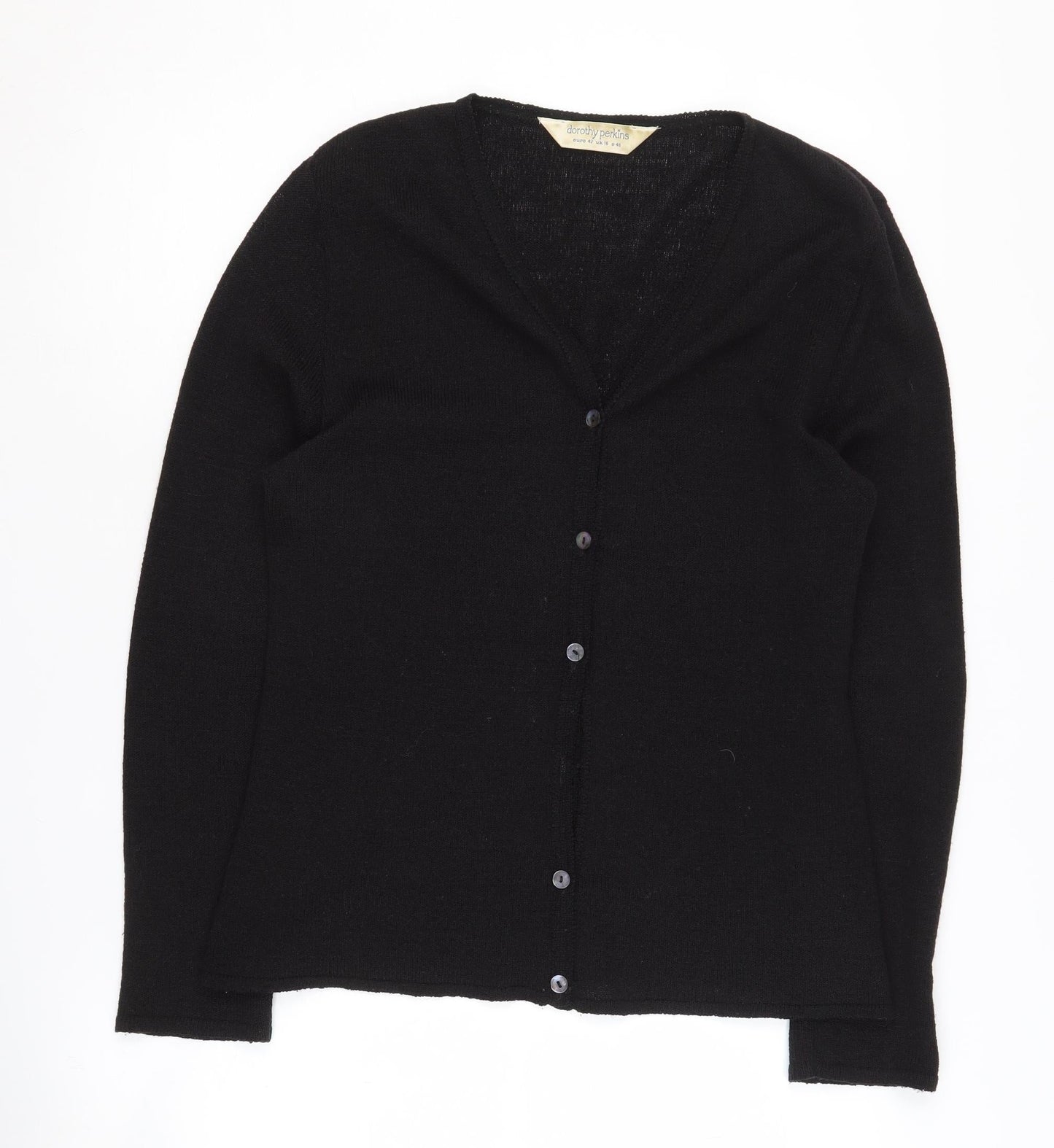 Dorothy Perkins Black V-Neck Cardigan - Women UK 16
