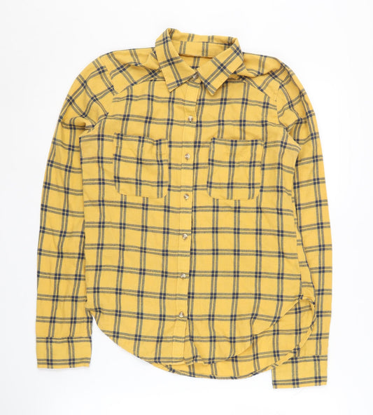 Hollister Women's Yellow Plaid XS Button-Up Shirt