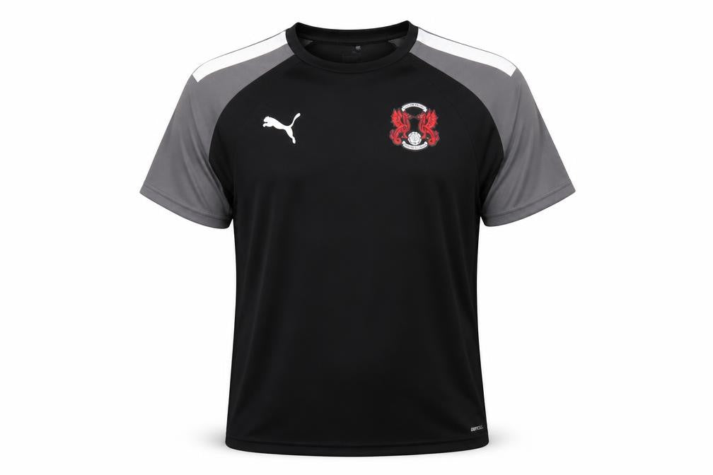 Front view of Puma Men's Black Short Sleeve Active Shirt, M