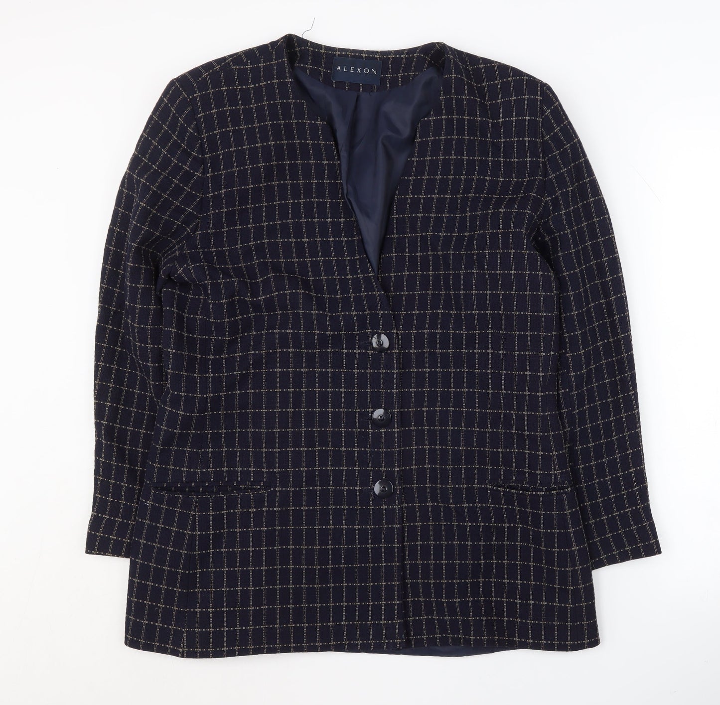 Alexon Women's Blue Check Blazer, Size 14, Classic Fit