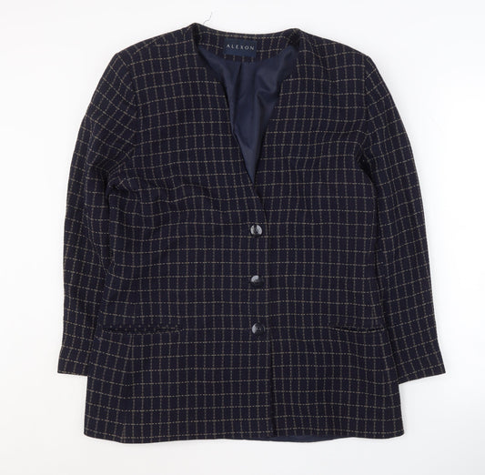 Alexon Women's Blue Check Blazer, Size 14, Classic Fit