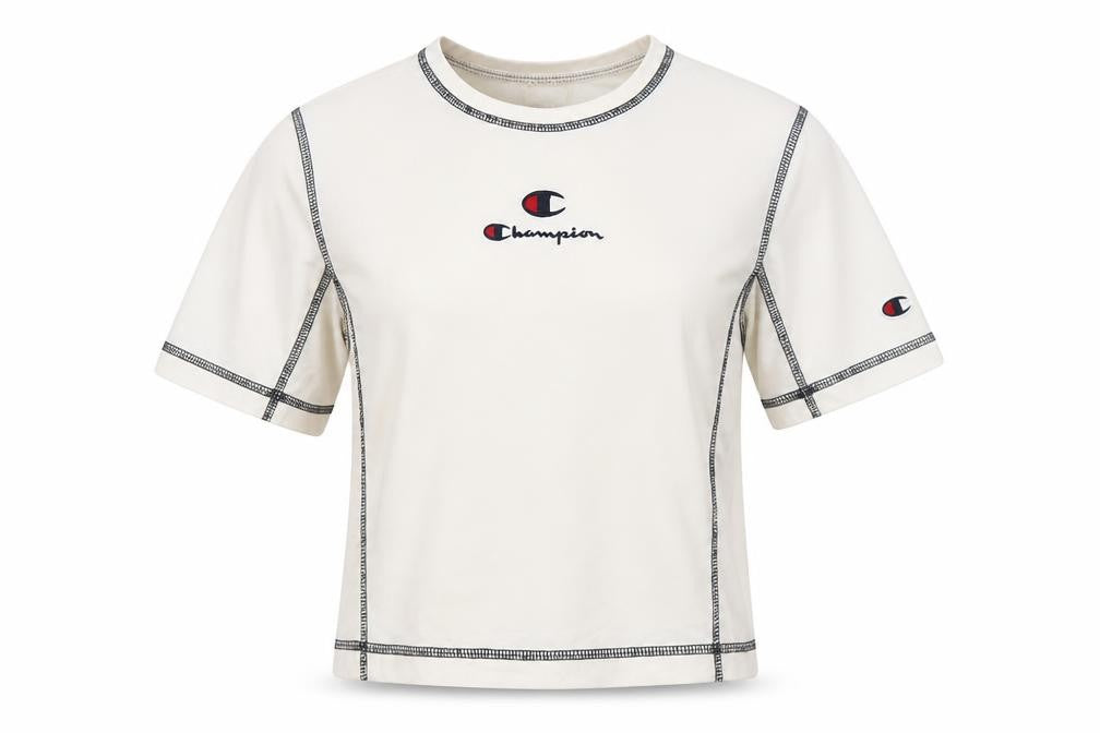 Womens UK Size S Champion White Cotton Blend T-Shirt