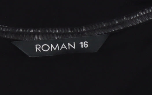 Roman Women's Black Sleeveless Vest Jumper Size 16