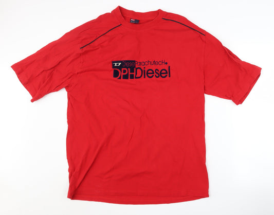 Diesel Men's Red 2XL Logo T-Shirt Short Sleeve