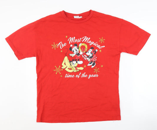 Disney Red XS Unisex Christmas T-Shirt