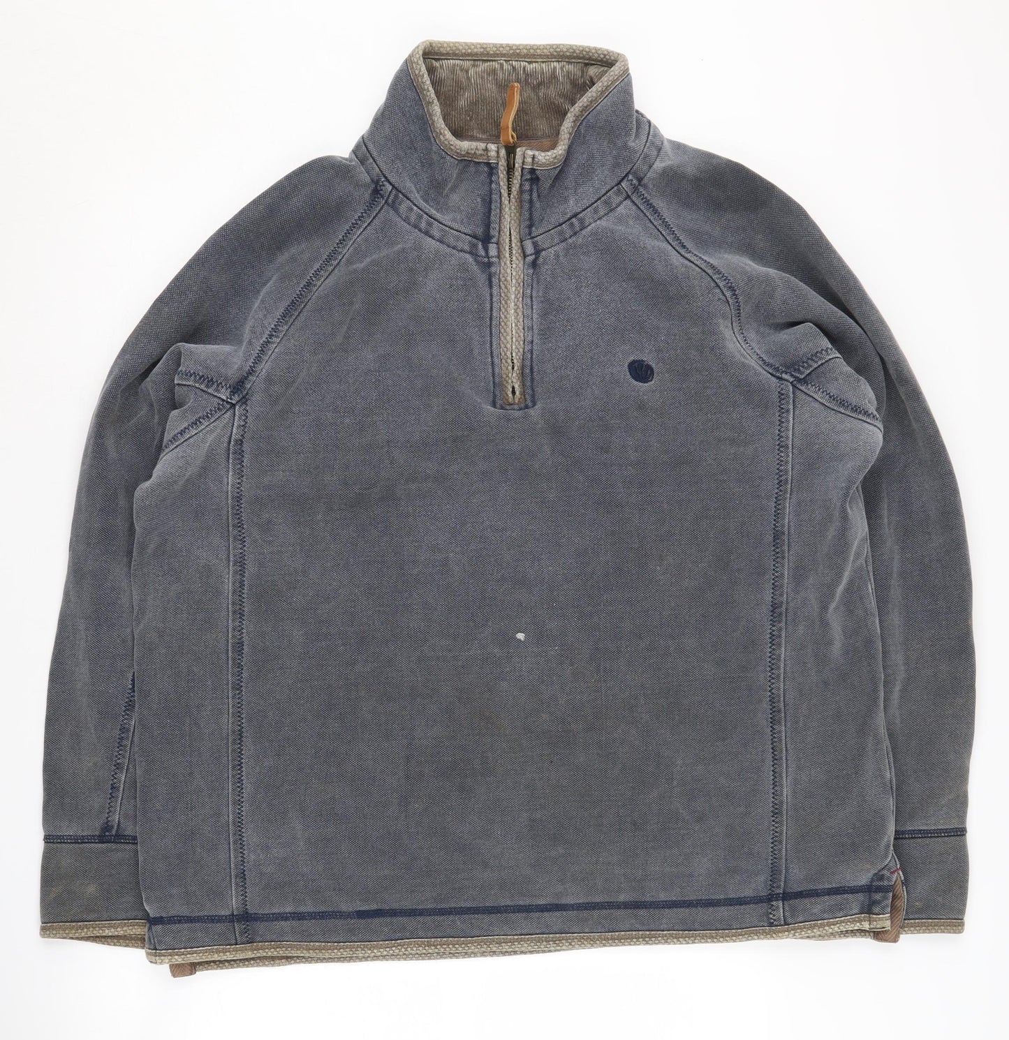 Fat Face Men's Blue L Canvas 1/4 Zip Sweatshirt