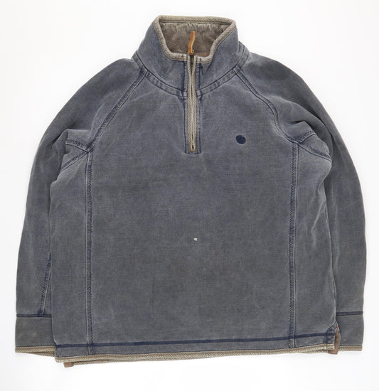 Fat Face Men's Blue L Canvas 1/4 Zip Sweatshirt