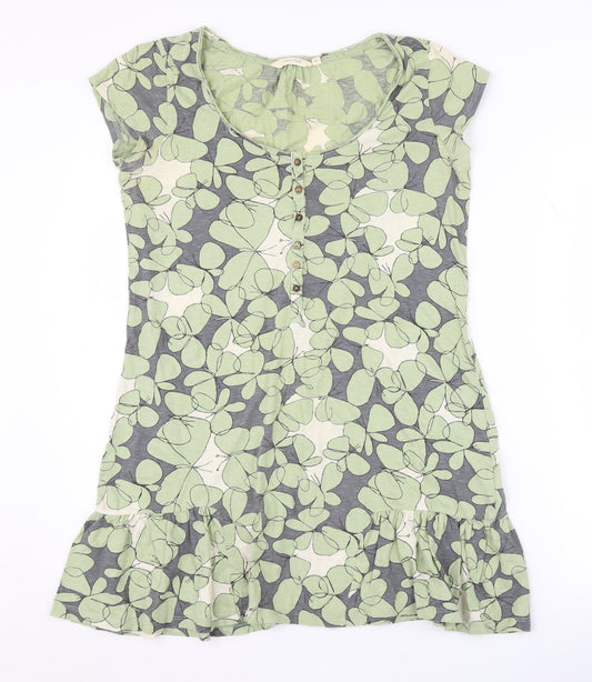 White Stuff Women's Green Floral Tunic T-Shirt Size 10