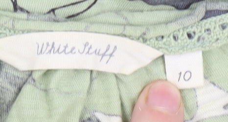 White Stuff Women's Green Floral Tunic T-Shirt Size 10