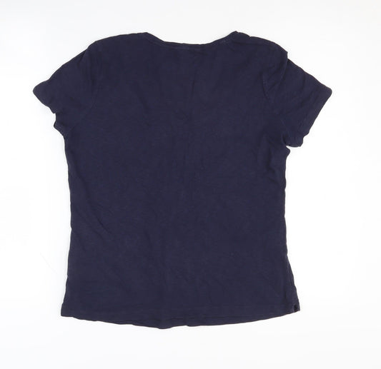 White Stuff Women's Blue Scoop Neck T-Shirt Size 10