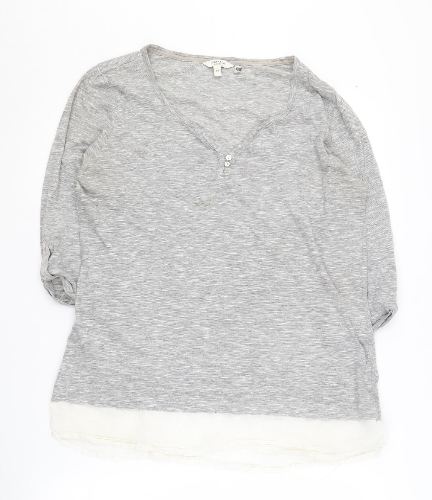 Fat Face Women's Grey V-Neck Jumper Size 14