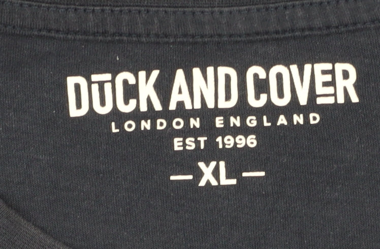 Duck and Cover Men's Blue XL T-Shirt, Crew Neck, 100% Cotton