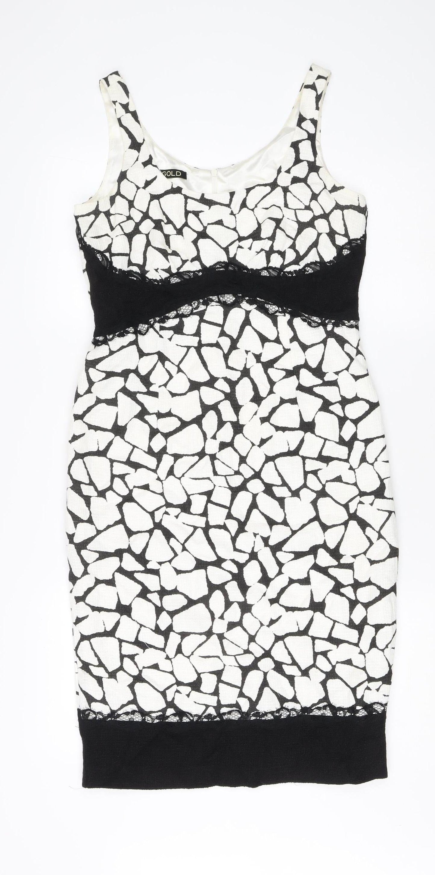 GOLD Women's Geometric Sheath Dress Size 10
