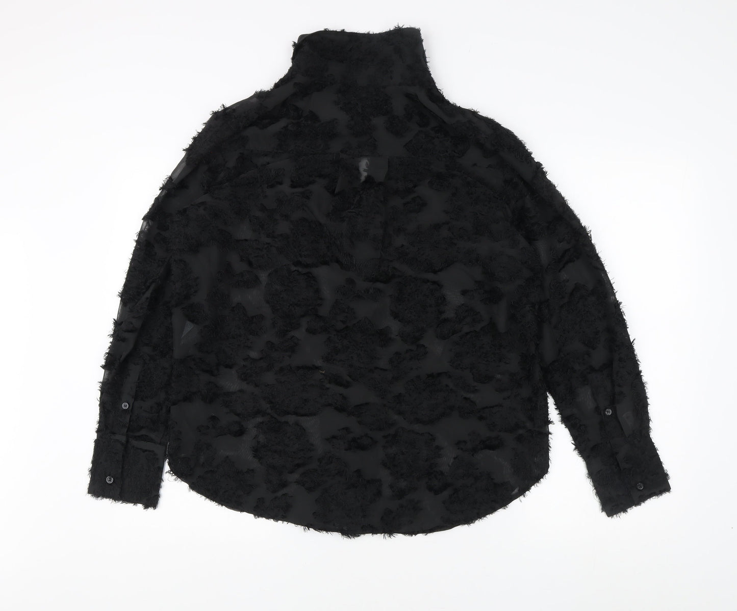 H&M Women's Black Collared Long Sleeve Blouse, Size 12