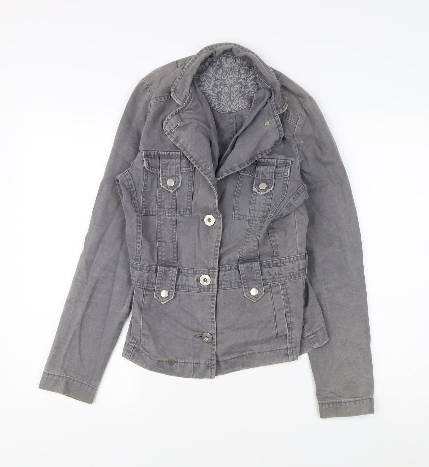 New Look Women's Grey Trench Coat Jacket, Size 8, Cotton