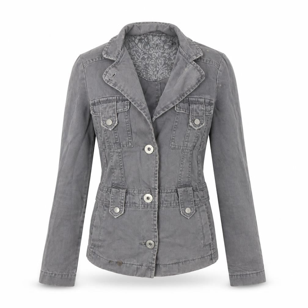 New Look Women's Grey Trench Coat Jacket, Size 8, Cotton