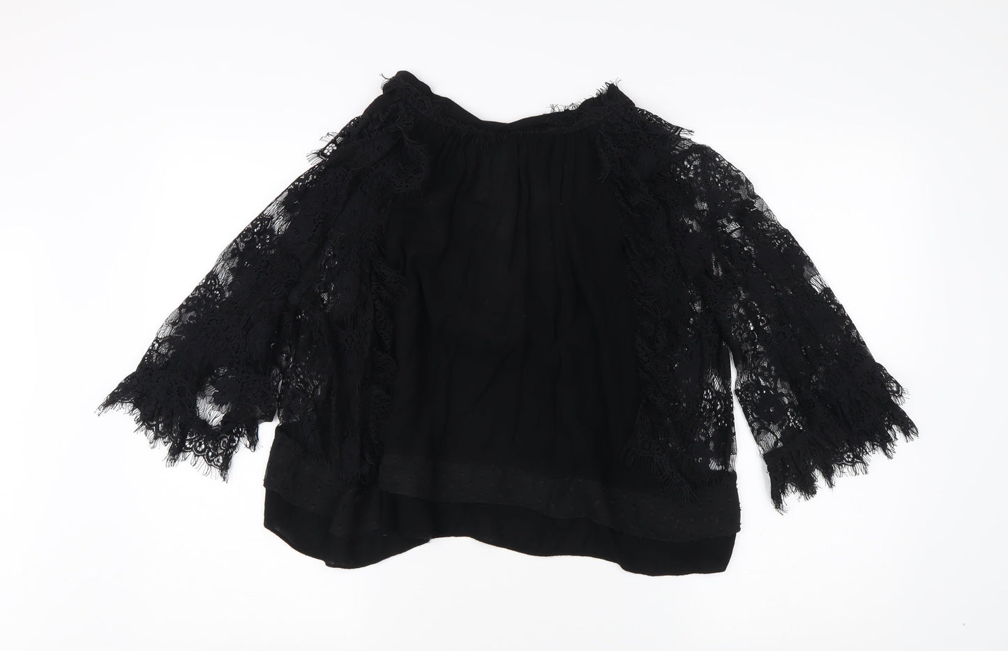Zara Women's Black Lace Kimono Blouse M