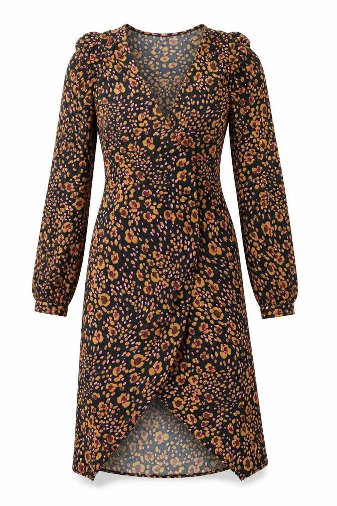 Vero Moda Women Animal Print Long Sleeve Dress Size 8