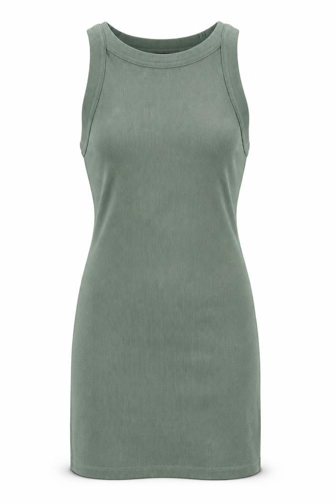 Front view of ASOS Women Green Tank Dress, size 10, Casual Sleeveless