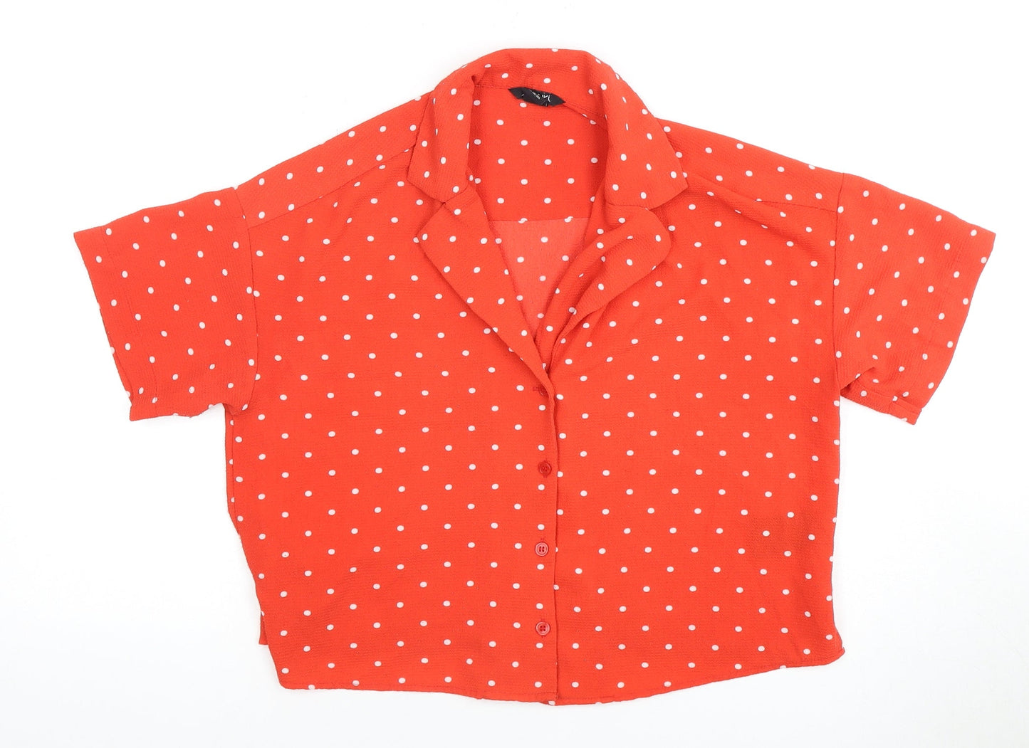 Monki Women's Red Polka Dot Button-Up Shirt XS